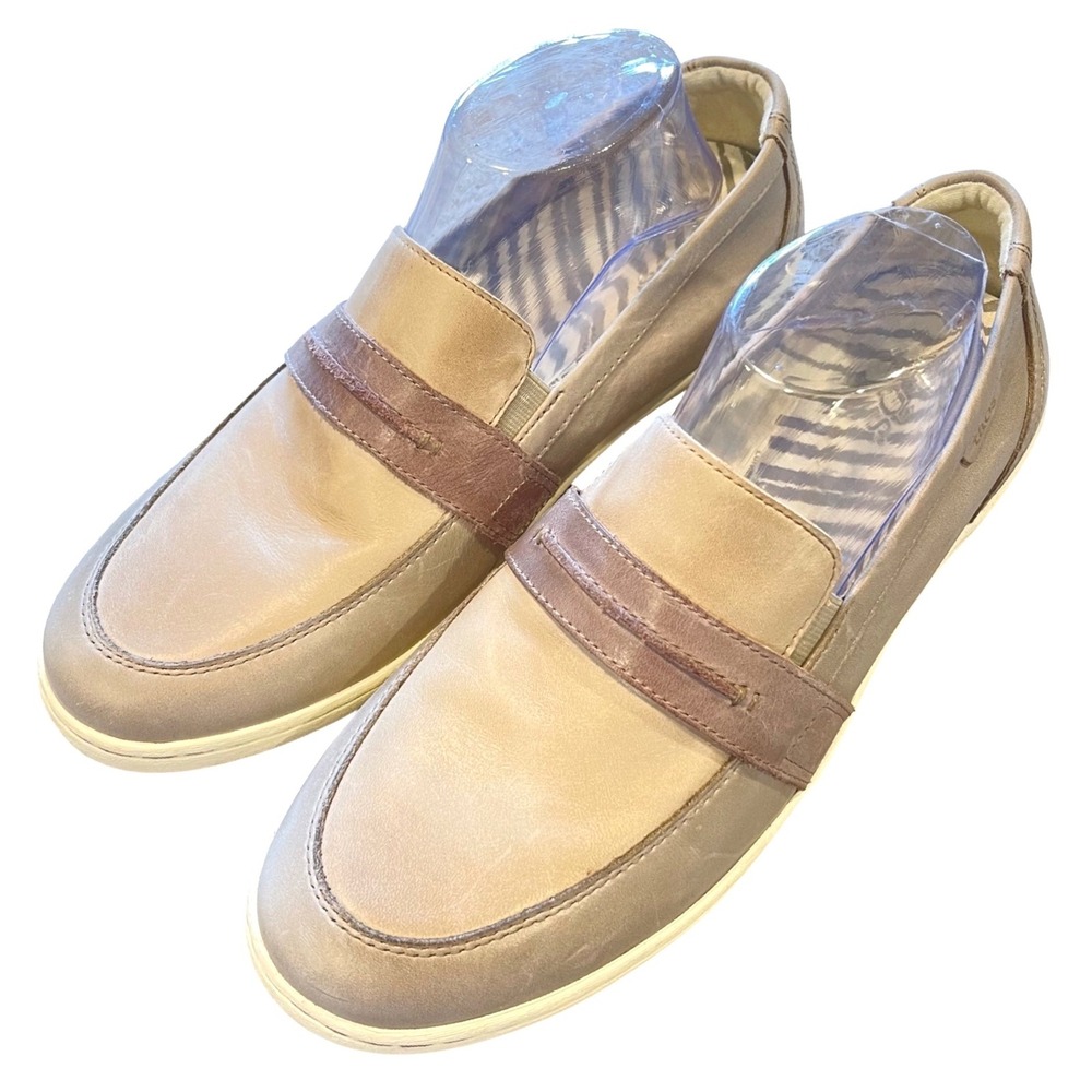 Taos Upward Leather Loafers Womens 11 Taupe Tan Penny Loafer Sneaker Minimalist